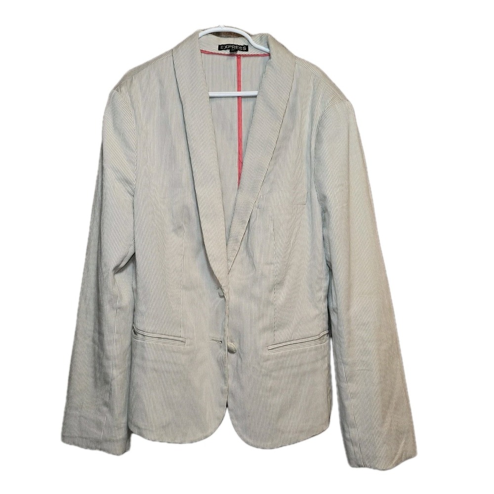 Express  Women's Sz 6 Pinstripe Blazer EUC Retro‎ Workwear Chic Seersucker 🤍🧥